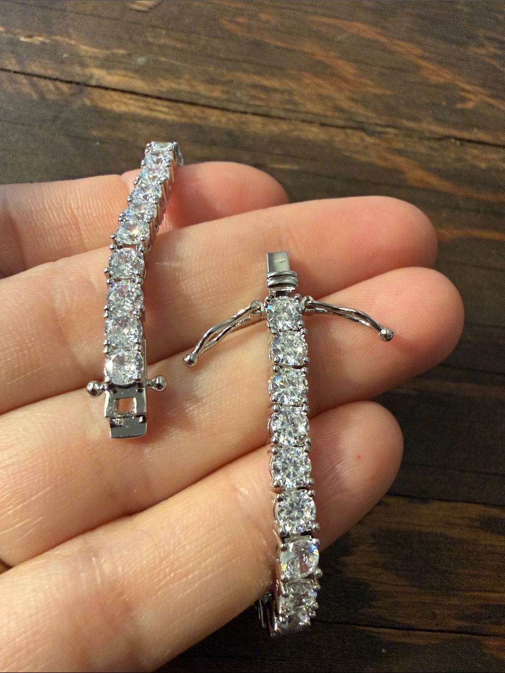 Silver-Tone Clear Cubic Zirconia Tennis Bracelet - Clear